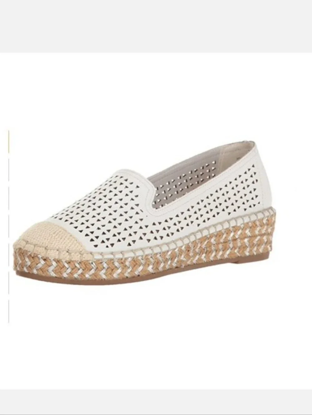 Bella Vita White Perforated Leather Channing Espadrille Loafers Size 8.5WW